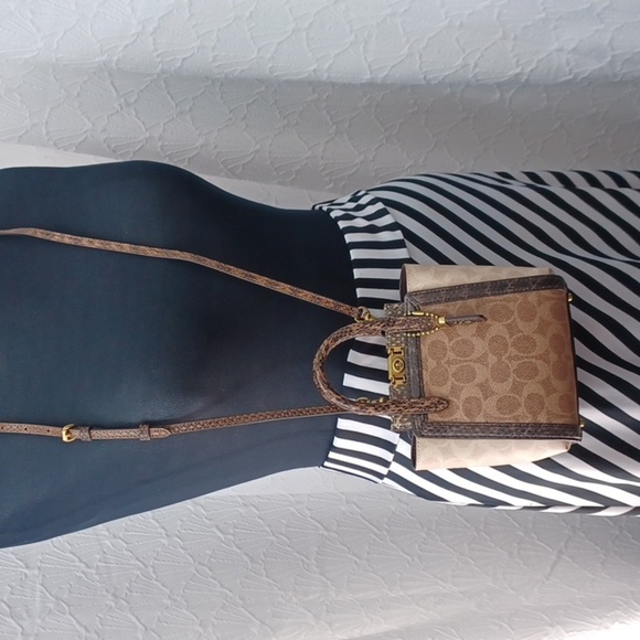 Coach Troupe Tote 16 In Signature Canvas With Snakeskin Detail - Picture 14 of 15